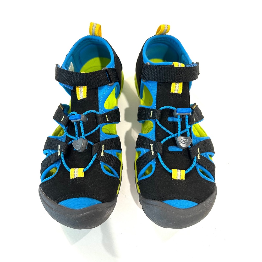 KEEN‎ Seacamp II CNX Water Sandals Black Blue Yellow  Kids 5 / Women's 6.5-7